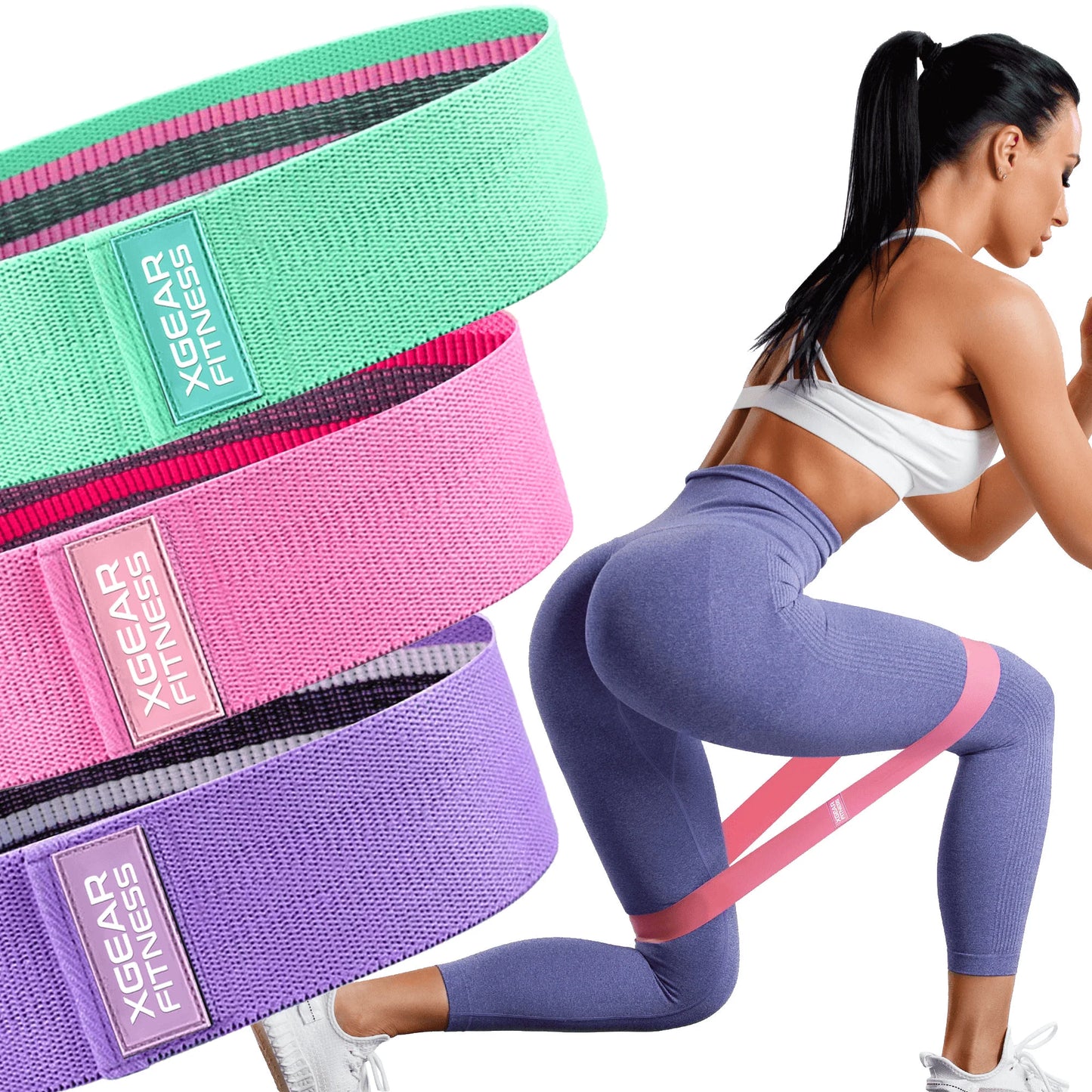Xgear Women's Fitness Set of 3 Butt and Hip Exercise Bands