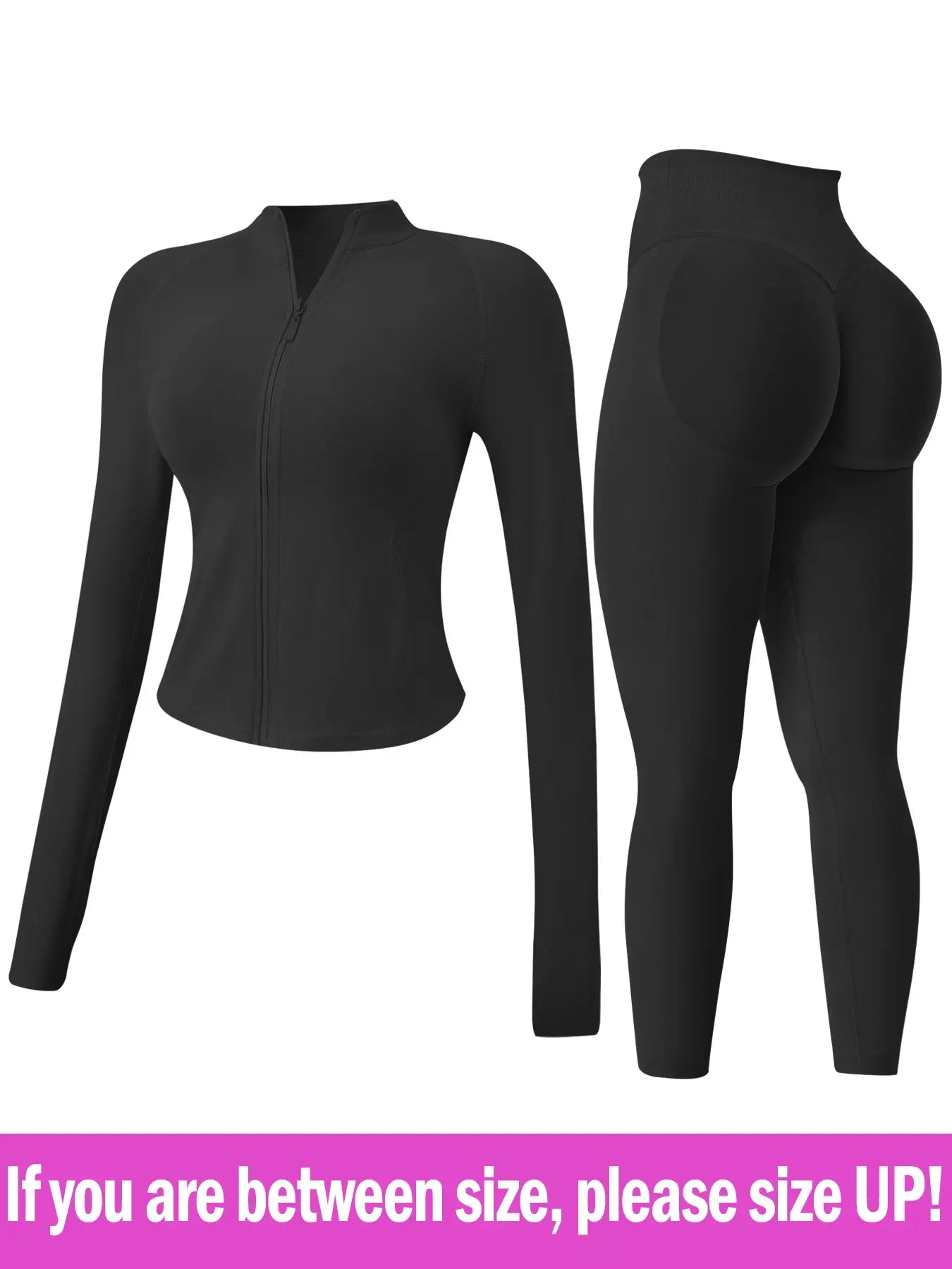 Women's 2-Piece Seamless Athletic Tracksuit Set with Stand-Collar Zipper Top and Slim Fit Hip-Lifting Pants, Quick-Dry Stretch Fabric with Thumb Holes for Optimal Performance and Comfort
