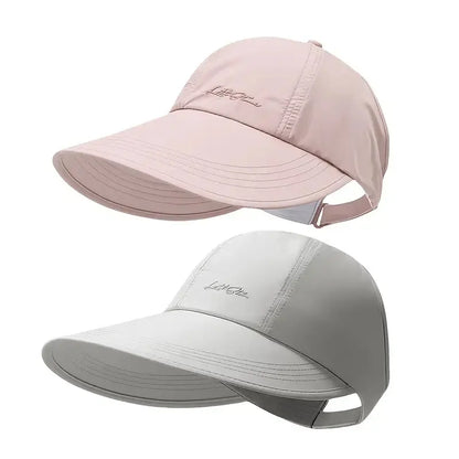 2-Pack Lightweight UPF Sun Protection Baseball Hat for Men and Women - Adjustable Velcro Closure, Wide Brim Outdoor Sports Hat, All-Season Elastic Design (White/Gray/Black)
