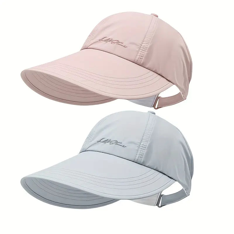 2-Pack Lightweight UPF Sun Protection Baseball Hat for Men and Women - Adjustable Velcro Closure, Wide Brim Outdoor Sports Hat, All-Season Elastic Design (White/Gray/Black)