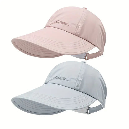 2-Pack Lightweight UPF Sun Protection Baseball Hat for Men and Women - Adjustable Velcro Closure, Wide Brim Outdoor Sports Hat, All-Season Elastic Design (White/Gray/Black)