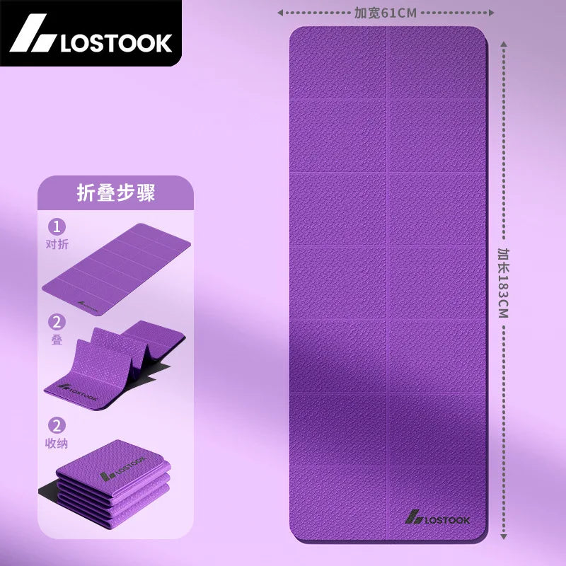 Thick 4mm Foldable Yoga Mat - Extra Large 6' x 2' Non-Slip TPE Gym Mat for Yoga, Pilates, and Cardio Workouts