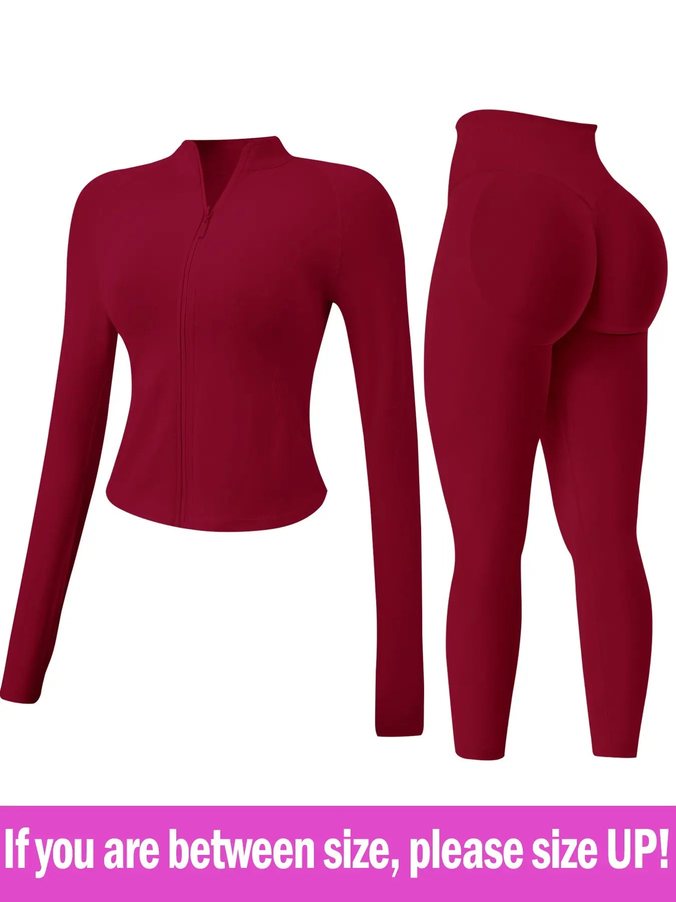 Women's 2-Piece Seamless Athletic Tracksuit Set with Stand-Collar Zipper Top and Slim Fit Hip-Lifting Pants, Quick-Dry Stretch Fabric with Thumb Holes for Optimal Performance and Comfort