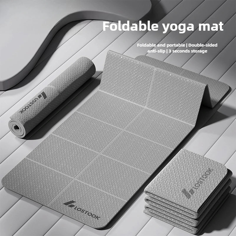 Thick 4mm Foldable Yoga Mat - Extra Large 6' x 2' Non-Slip TPE Gym Mat for Yoga, Pilates, and Cardio Workouts