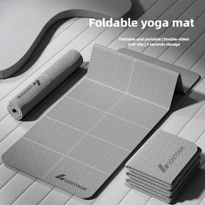 Thick 4mm Foldable Yoga Mat - Extra Large 6' x 2' Non-Slip TPE Gym Mat for Yoga, Pilates, and Cardio Workouts