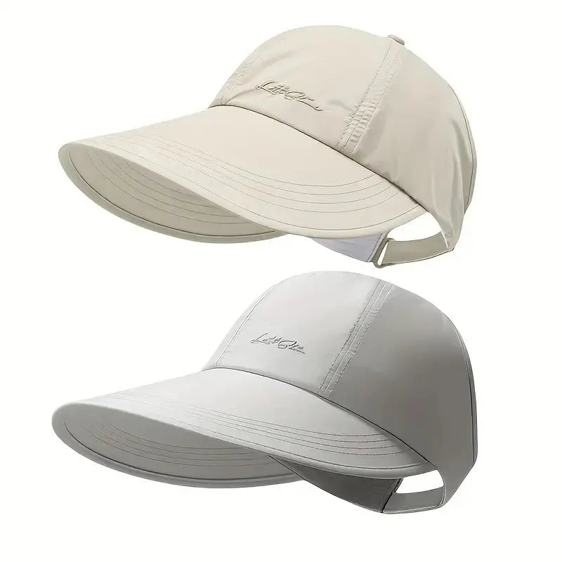2-Pack Lightweight UPF Sun Protection Baseball Hat for Men and Women - Adjustable Velcro Closure, Wide Brim Outdoor Sports Hat, All-Season Elastic Design (White/Gray/Black)