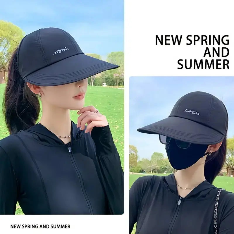 2-Pack Lightweight UPF Sun Protection Baseball Hat for Men and Women - Adjustable Velcro Closure, Wide Brim Outdoor Sports Hat, All-Season Elastic Design (White/Gray/Black)