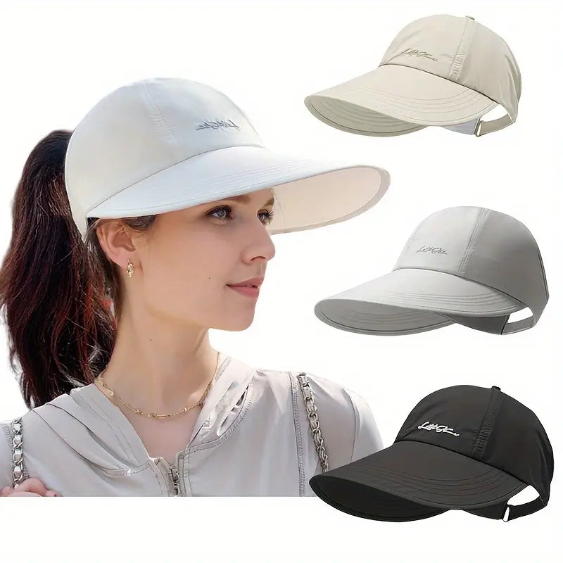 2-Pack Lightweight UPF Sun Protection Baseball Hat for Men and Women - Adjustable Velcro Closure, Wide Brim Outdoor Sports Hat, All-Season Elastic Design (White/Gray/Black)