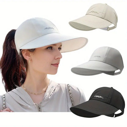 2-Pack Lightweight UPF Sun Protection Baseball Hat for Men and Women - Adjustable Velcro Closure, Wide Brim Outdoor Sports Hat, All-Season Elastic Design (White/Gray/Black)