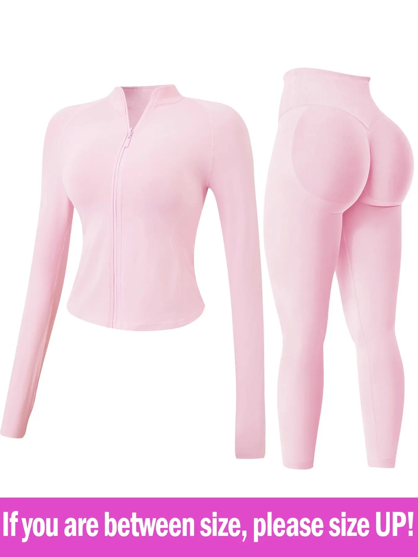 Women's 2-Piece Seamless Athletic Tracksuit Set with Stand-Collar Zipper Top and Slim Fit Hip-Lifting Pants, Quick-Dry Stretch Fabric with Thumb Holes for Optimal Performance and Comfort