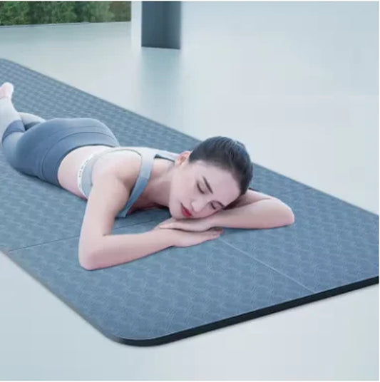 Thick 4mm Foldable Yoga Mat - Extra Large 6' x 2' Non-Slip TPE Gym Mat for Yoga, Pilates, and Cardio Workouts
