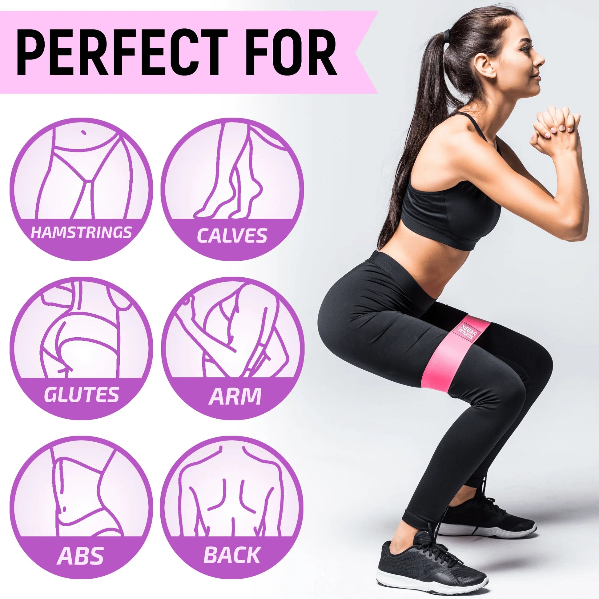 Xgear Women's Fitness Set of 3 Butt and Hip Exercise Bands