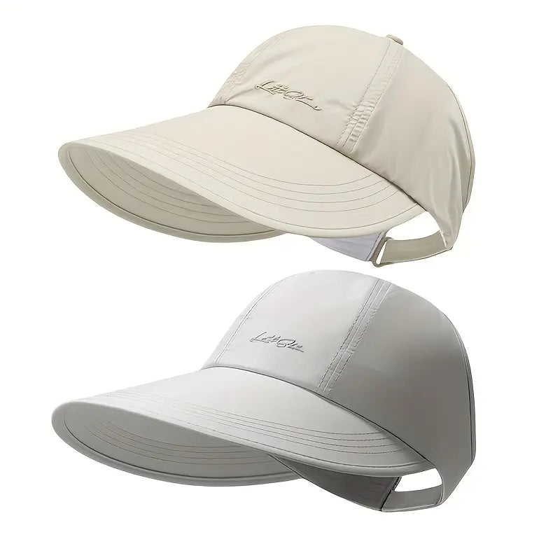 2-Pack Lightweight UPF Sun Protection Baseball Hat for Men and Women - Adjustable Velcro Closure, Wide Brim Outdoor Sports Hat, All-Season Elastic Design (White/Gray/Black)