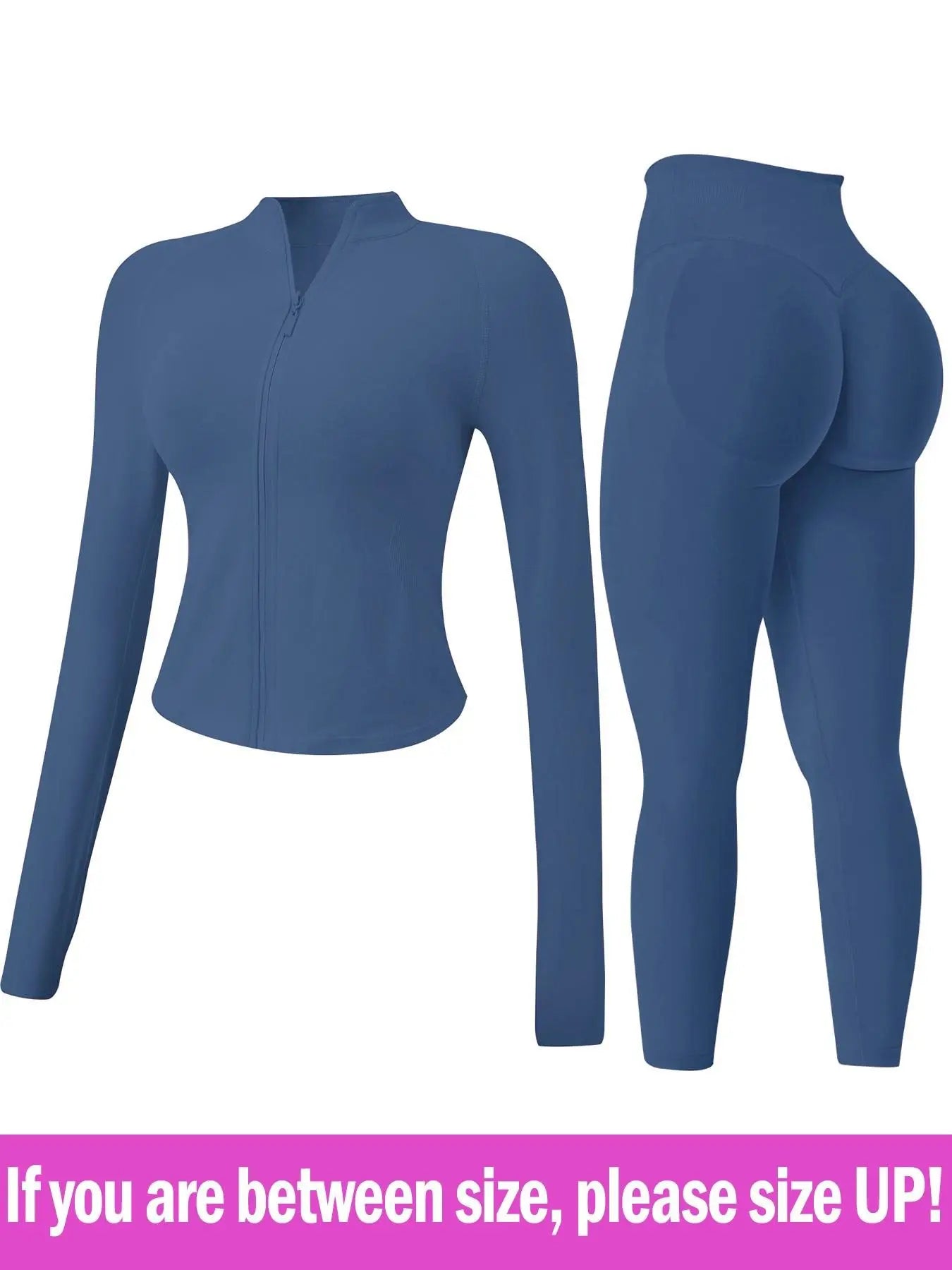 Women's 2-Piece Seamless Athletic Tracksuit Set with Stand-Collar Zipper Top and Slim Fit Hip-Lifting Pants, Quick-Dry Stretch Fabric with Thumb Holes for Optimal Performance and Comfort